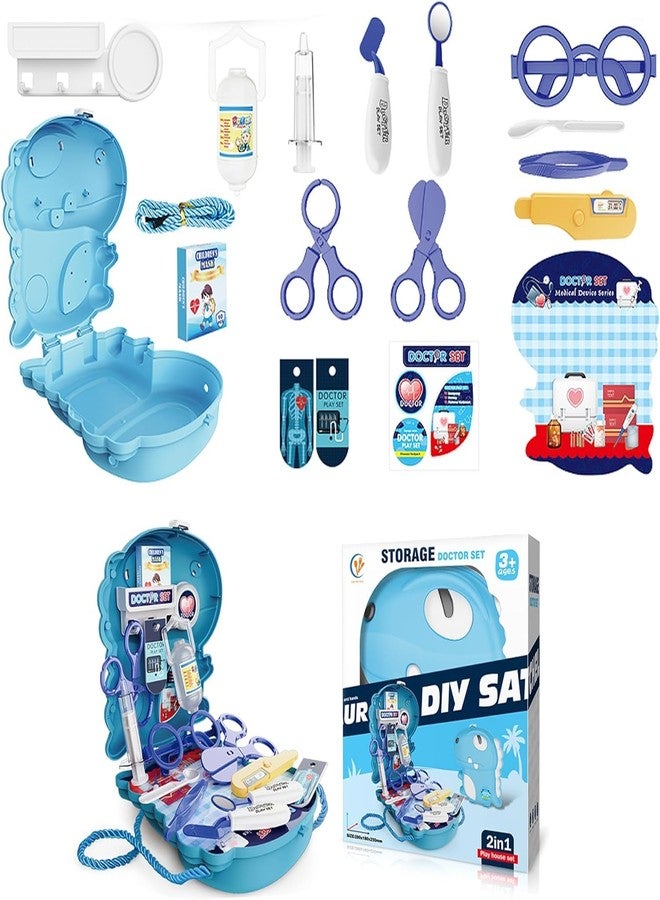 BeFunky مجموعة بي فانكي الطبية للأطفال الصغار من عمر سنتين إلى سبع سنوات - مجموعة لعب طبية للأطفال على شكل ديناصور مكونة من 18 قطعة، مجموعة أدوات طبية للعب التخيلي في مرحلة ما قبل المدرسة مع حقيبة حمل، ألعاب للأطفال من عمر سنتين إلى سبع سنوات، هدايا للأولاد والبنات للعب الأدوار - Image 4